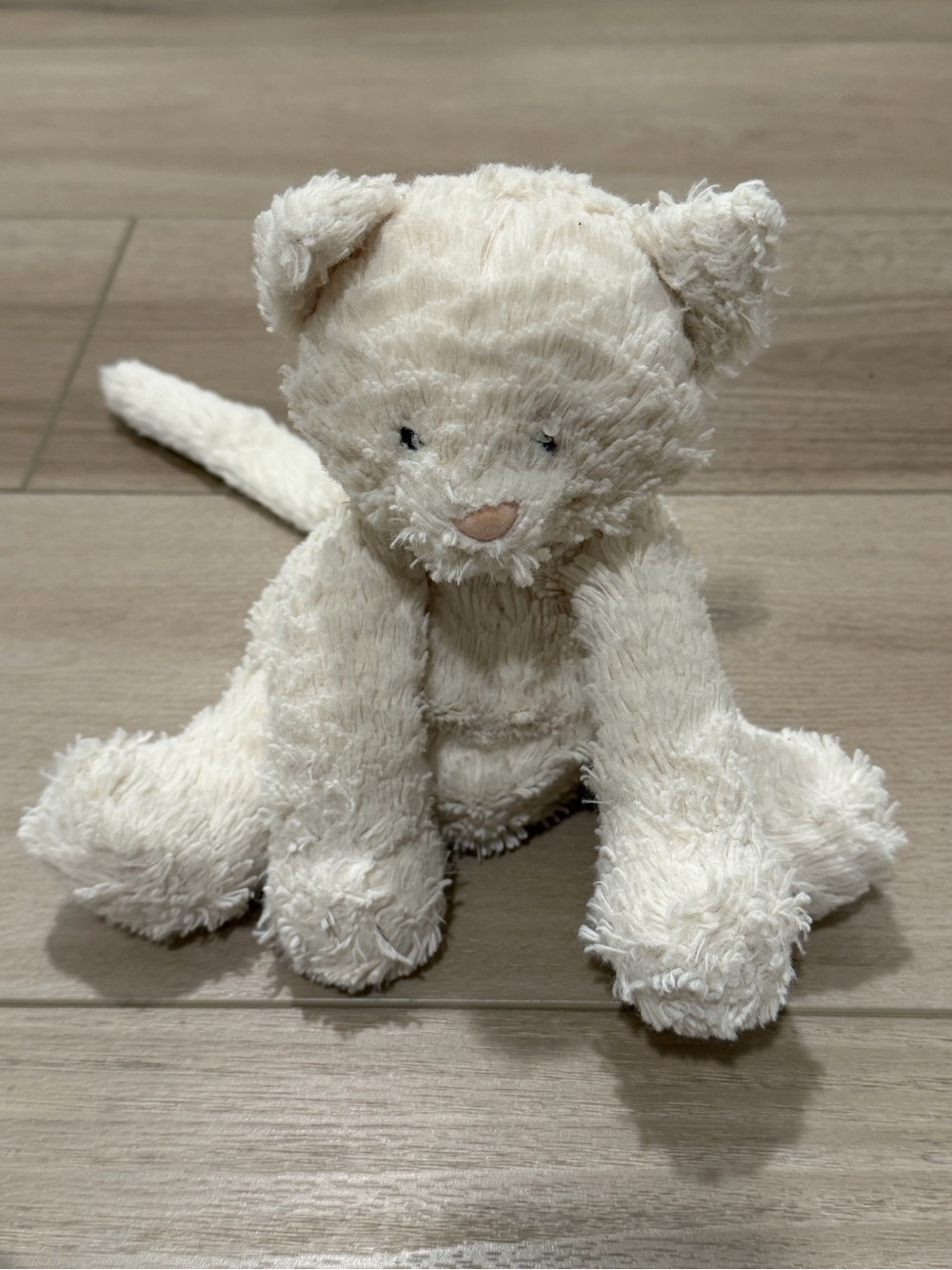 Jellycat Fuddlewuddle Kitty Kitten White Cream Plush Cat Pink Nose 8” Rare